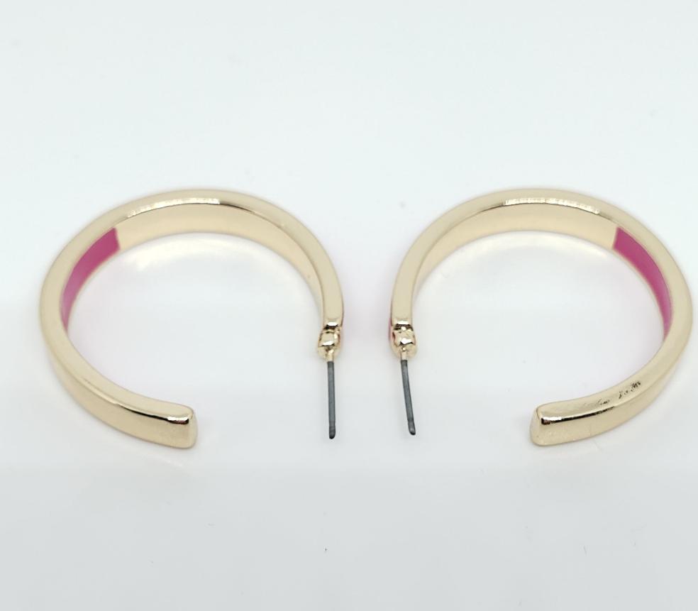 Magenta & Gold Hoop Earrings
Approximate Length: 1.25"