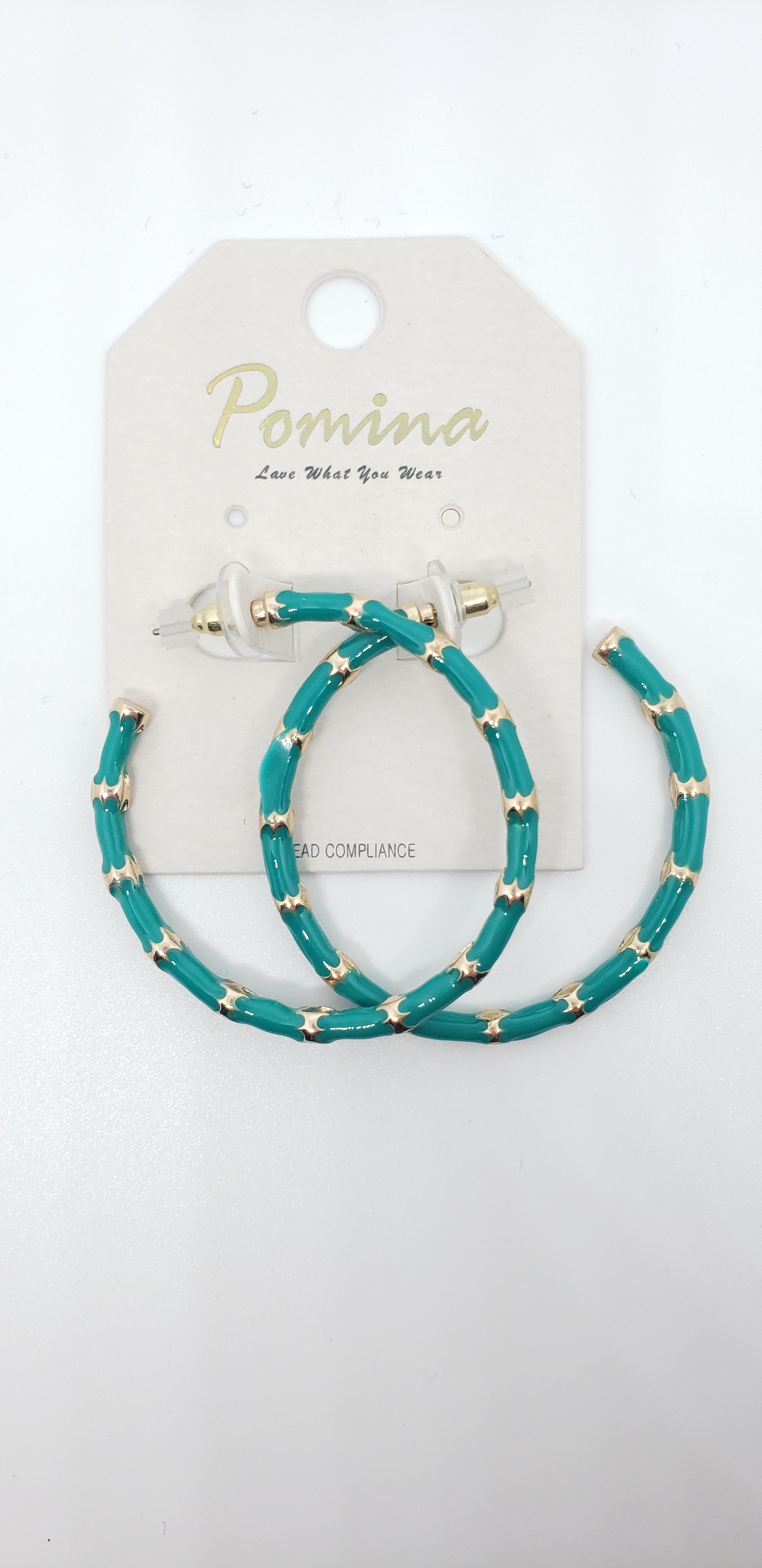 Lightweight Acrylic Resin Green and Gold Hoop Earrings.
Approximate Length: 1.75"