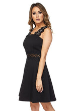 Flirty Short Black Dress Lace Sleeves and Waist