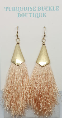 Peach Blush and Gold Tassel Earrings