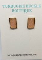 Light Pink Druzy Stud Fashion Earrings Outlined in Gold
