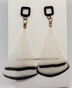 Black And White Feather Statement Earrings