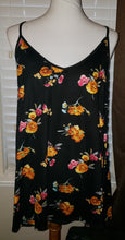 Black Floral Print Tank Top With Spaghetti Straps And Cutout Details 