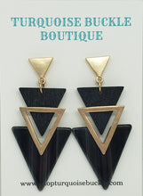 Black & Gold Triangle Drop Earrings