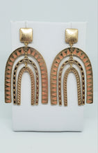 U Shape Arch Drop Gold & Pink Earrings