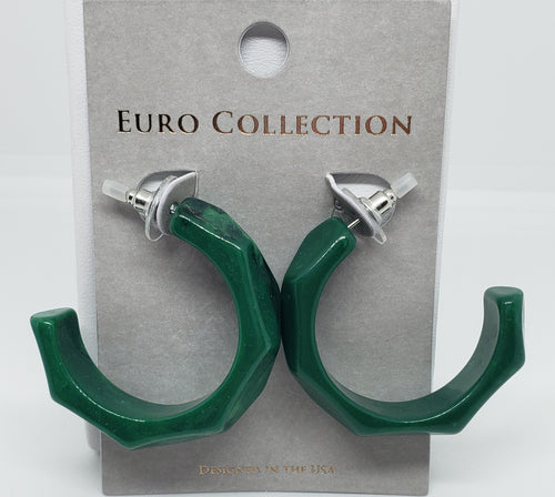 Emerald Green Acetate Circle Hoop Earrings