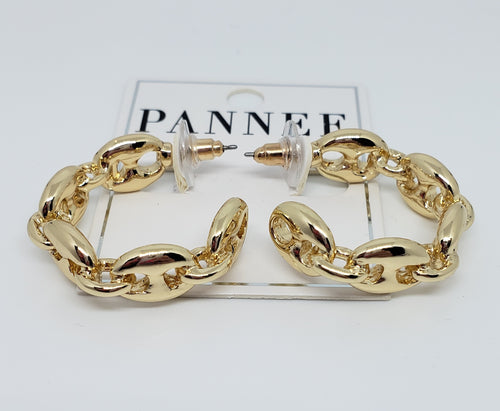 Gold Chain Link Hoop Earrings