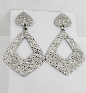 Silver Diamond Cutout Drop Earrings