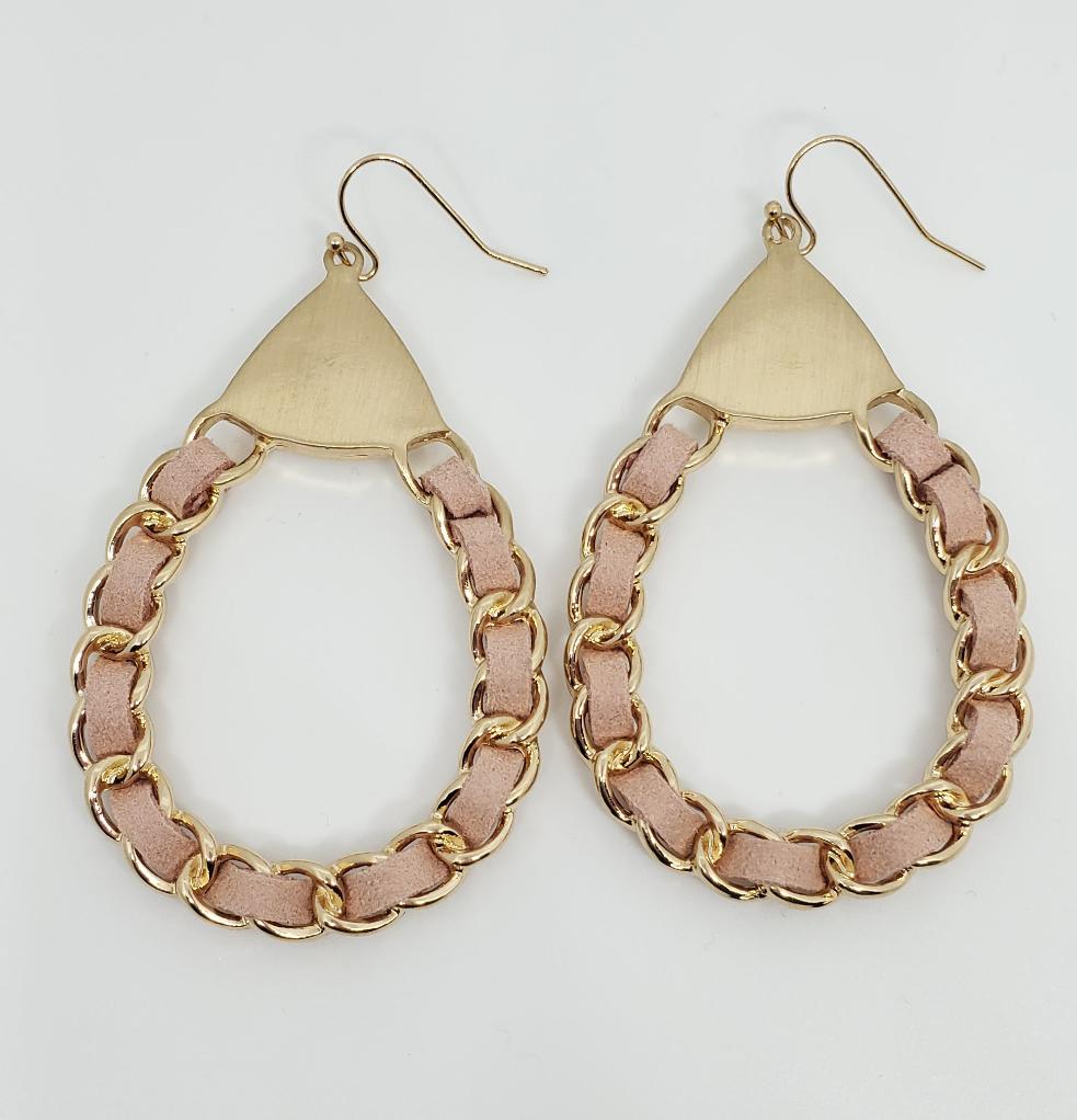 Braided Chain Teardrop Statement Earrings.

Color: Gold/Pink

Approximate Length: 2.5"