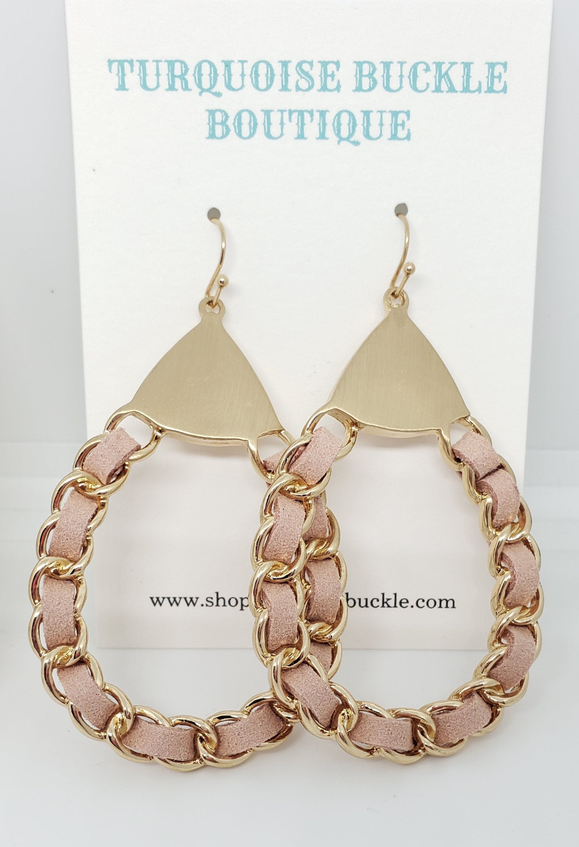 Braided Chain Teardrop Statement Earrings.

Color: Gold/Pink