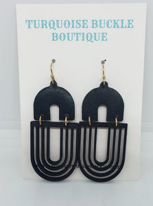 Black Double Arch Drop Earrings