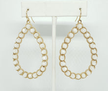 Gold & White Beaded Teardrop Earrings