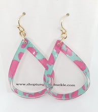 Pink & Mint Leopard Teardrop Earrings