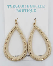 Beige Teardrop Gold Beaded Earrings