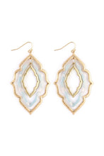 Blue Moroccan Dangle Drop Earrings
Outlined In Gold Length: 3" 
