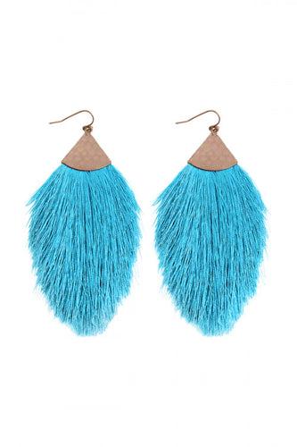 Turquoise Oversized Tassel Earrings 