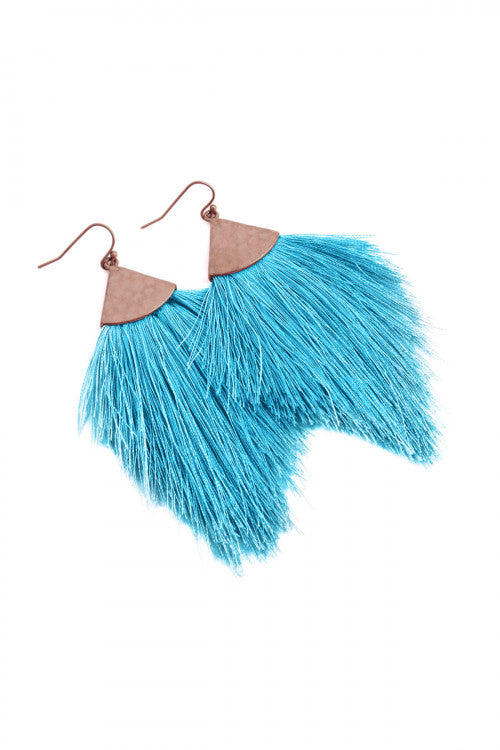 Turquoise Oversized Tassel Earrings 