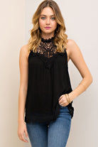Lace Halter Top in Black