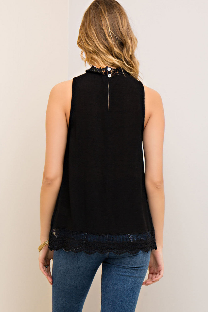 Lace Halter Top in Black