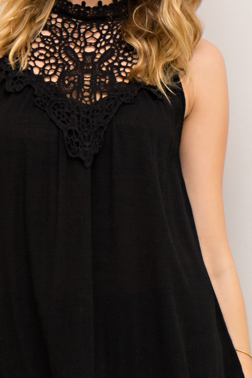 Lace Halter Top in Black