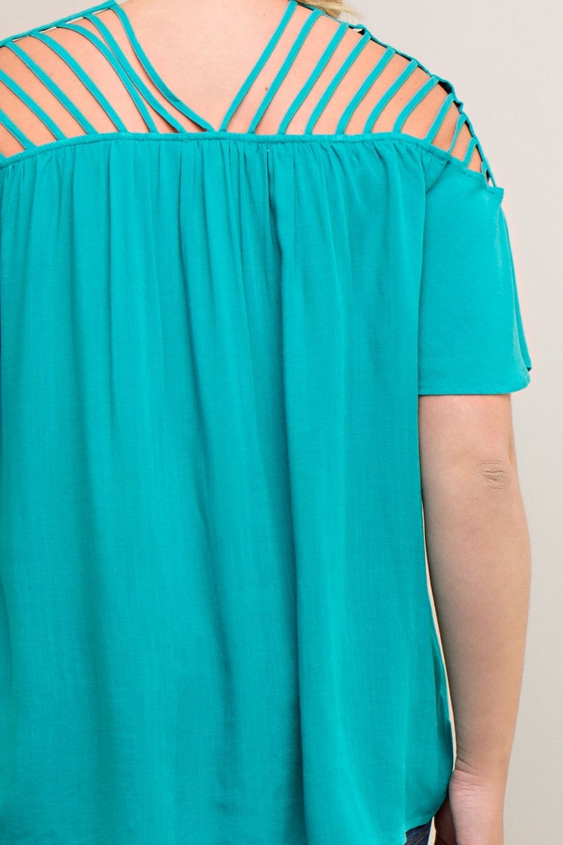 Jade Strappy Short Sleeve Curvy Top