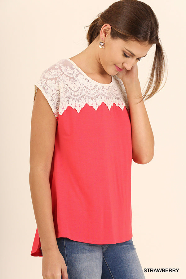 Strawberry Shortcake Topped with Lace Details Tunic