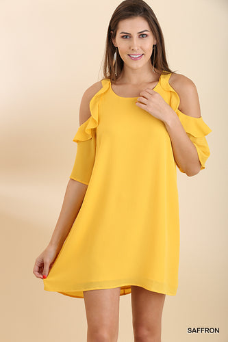 Saffron Yellow Cold Shoulder Dress