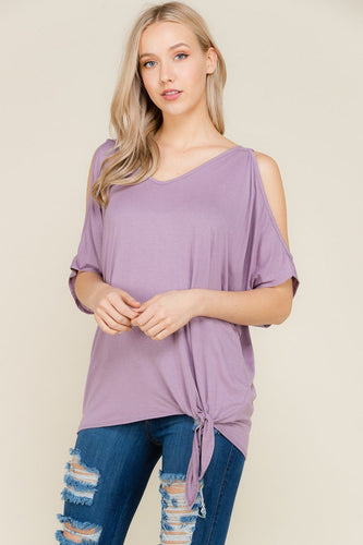 Lavender Cold Shoulder Tunic Top