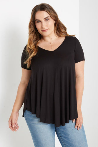 Plus Size Black V-Neck Top Curvy