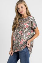 Leopard Print Relaxed Fit Cut-Out Neck Open Back Short Sleeve Top