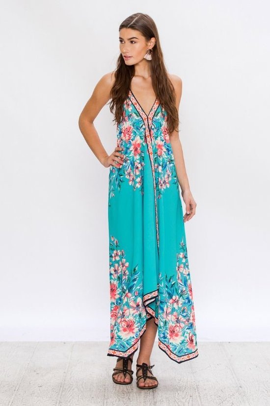 Jade Floral Print Halter Dress