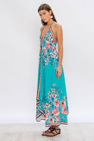 Jade Floral Print Halter Dress