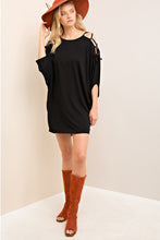 Fun In The Sun Black Open Shoulder Dress With Lace Up Detail