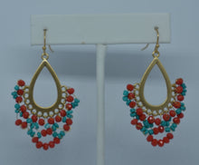 Turquoise and Coral Earrings 