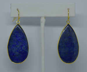 Blue Lapis Oval Drop Earrings 
