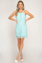 White Lace Sleeveless Bodycon Dress with Lining