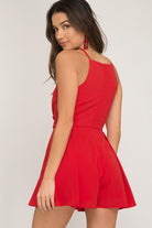 Navy Cami Romper with Front Tie Detail