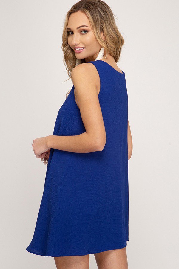 Jade Green Sleeveless Lined Dress with Crisscross Neck Detail