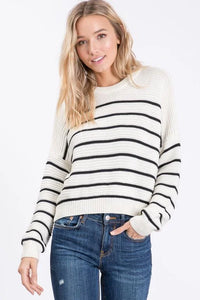 Winter Wonder Ivory and Black Striped Sweater
