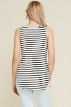 Innocent Blue Floral And Stripes Sleeveless Tunic